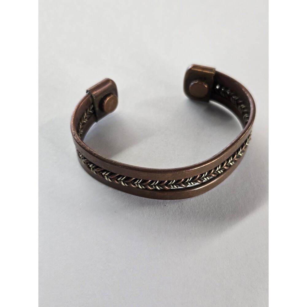 Mixed Metal Copper Magnetic Therapy Cuff Bracelet Twisted Wire Design